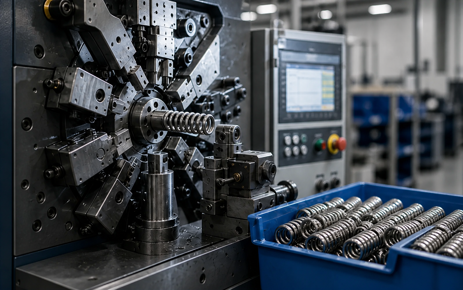 CNC spring coiling equipment producing consistent compression springs