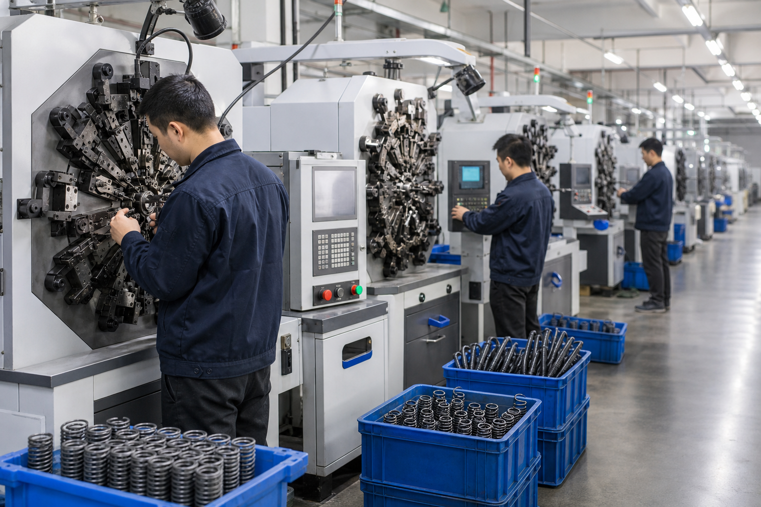 Representative modern CNC spring coiling production line